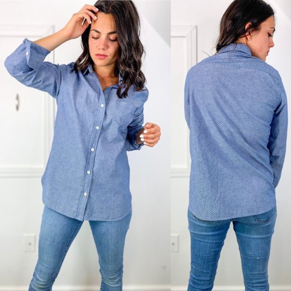 Weatherproof Vintage Polka Dot Chambray Shirt S